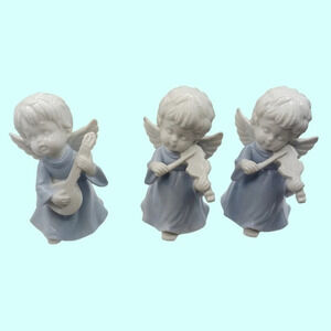 B & A Ceramic Figurine Angels Playing Instruments